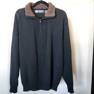 Oscar De La Renta Mens Quarter Zip Cozy Green Sweater Quiet Luxury Size XL